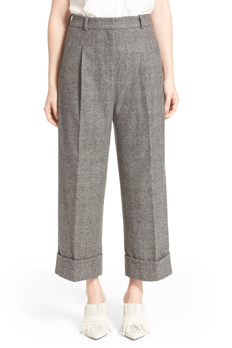 Wide Leg Cuff Pants, Main, color, BLACK/ WHITE