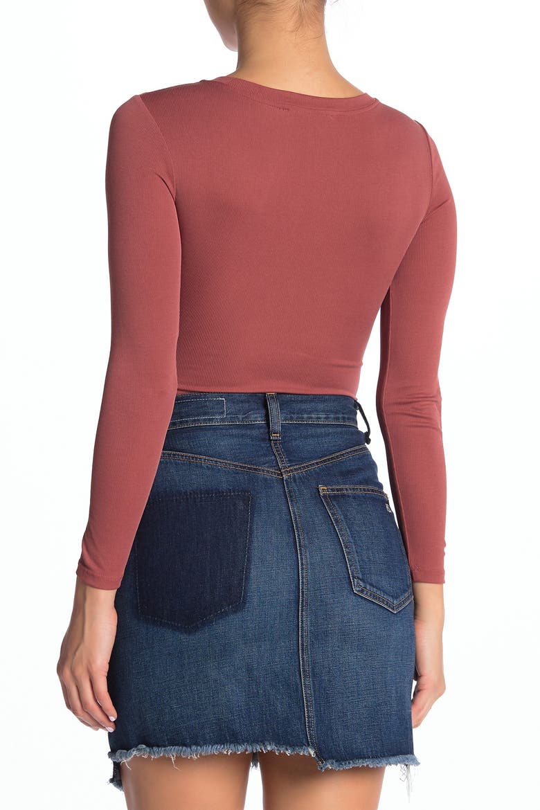Ribbed Bodysuit, Alternate, color, BRWN SPICE