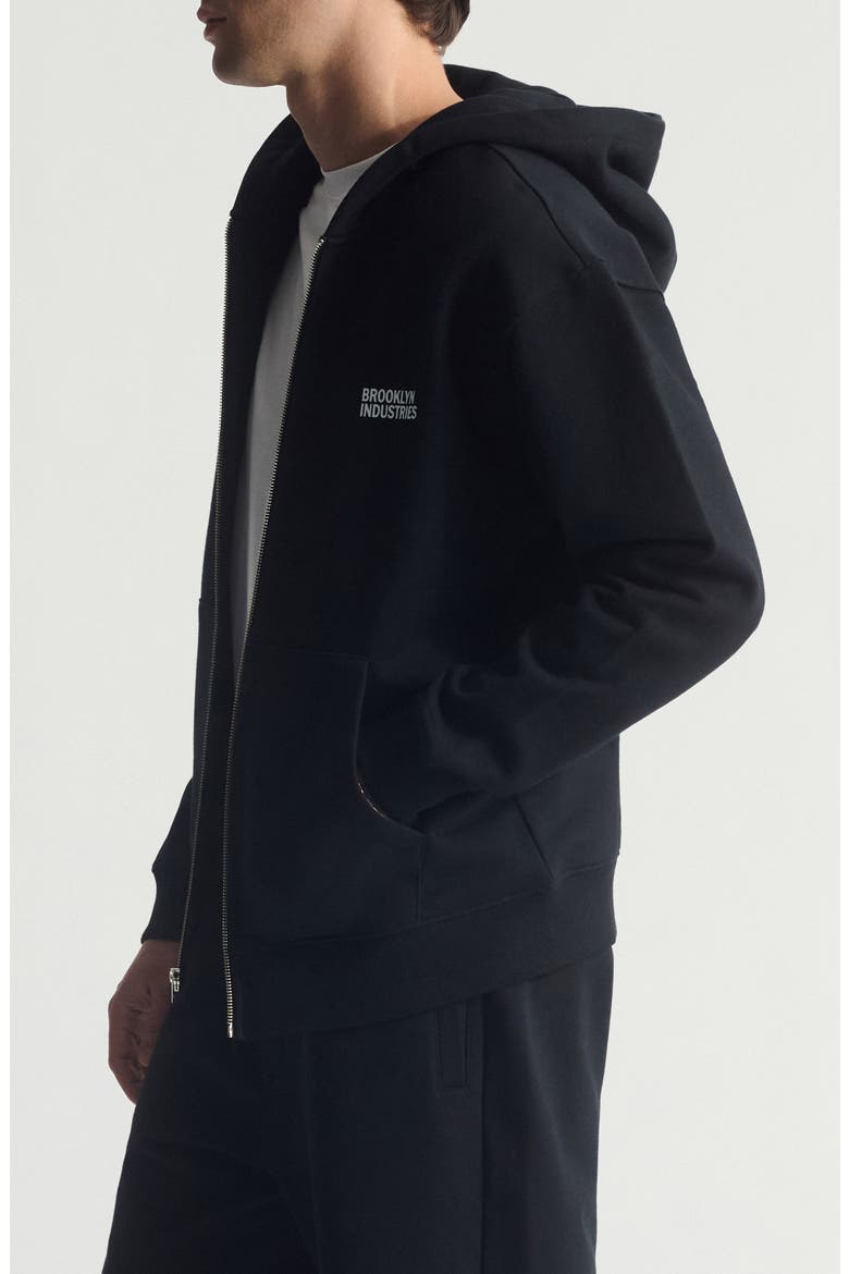 Logo Cotton Zip Hoodie, Alternate, color, BLACK