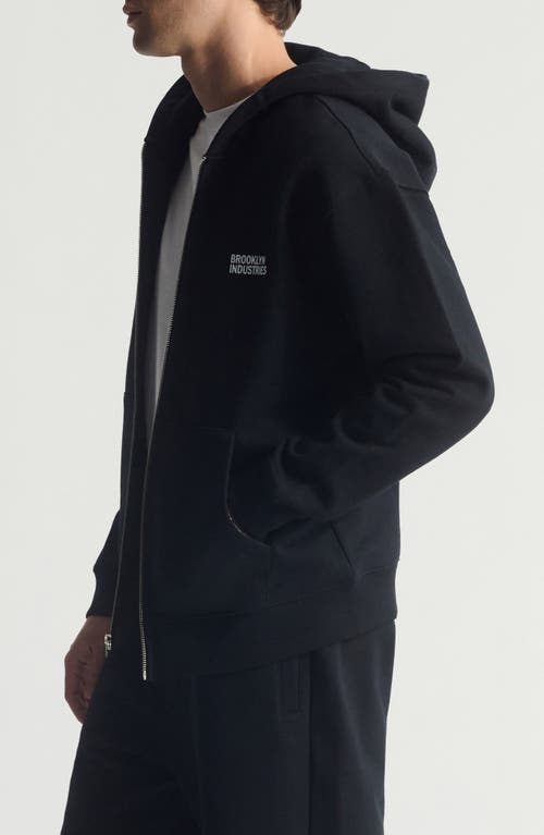 Brooklyn Industries Logo Cotton Zip Hoodie In Black