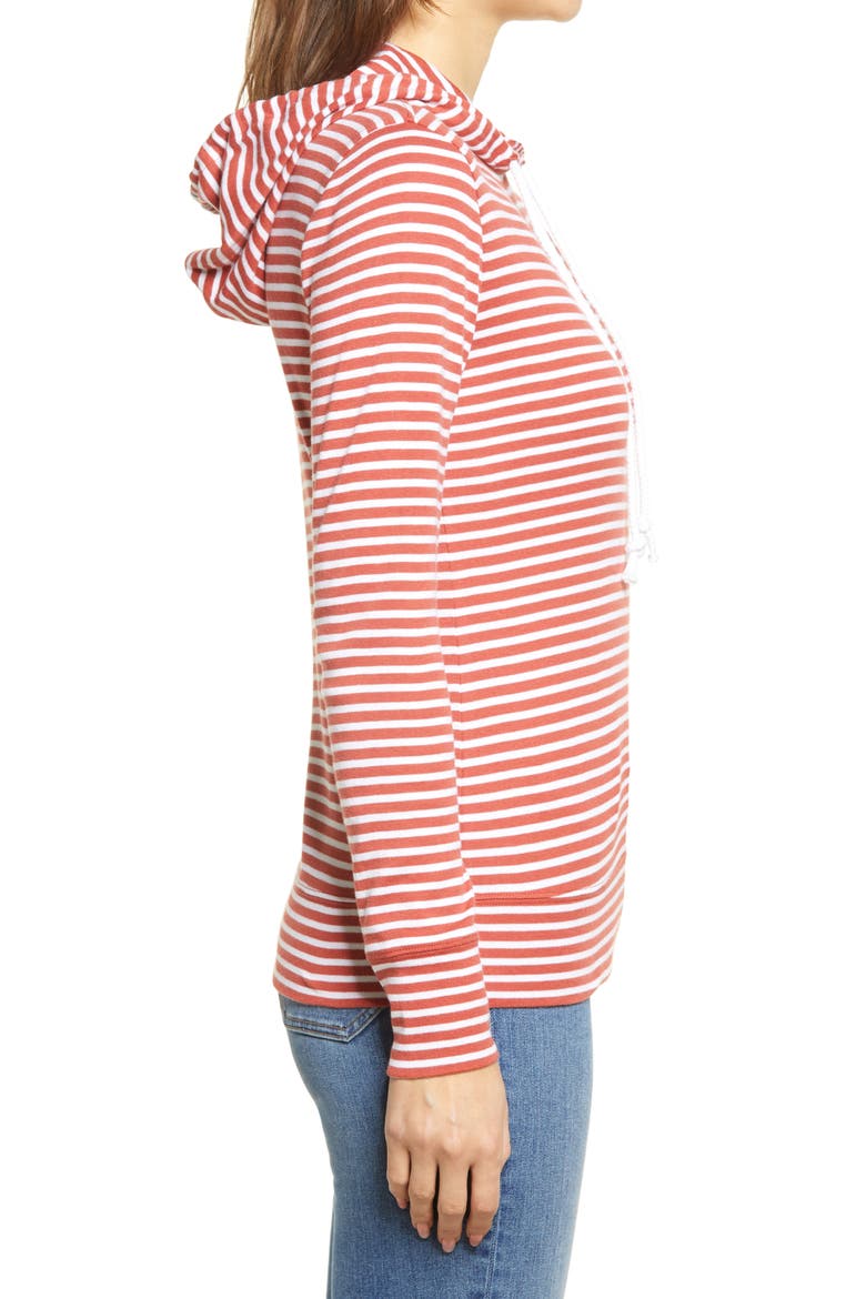 Knit Hoodie, Alternate, color, RUST- WHITE STRIPE