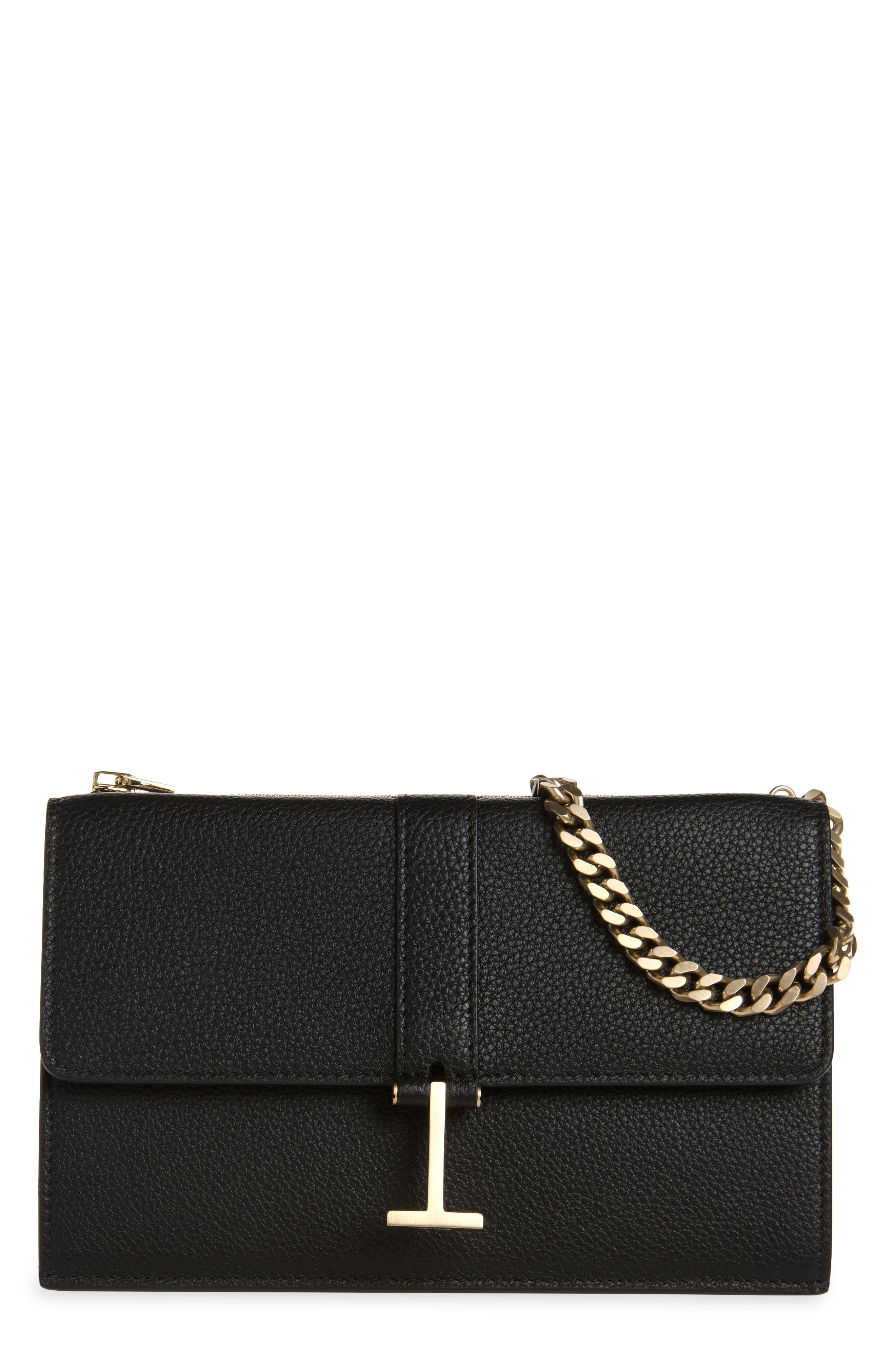 Mini Kara Grain Leather Shoulder Bag, Main, color, BLACK