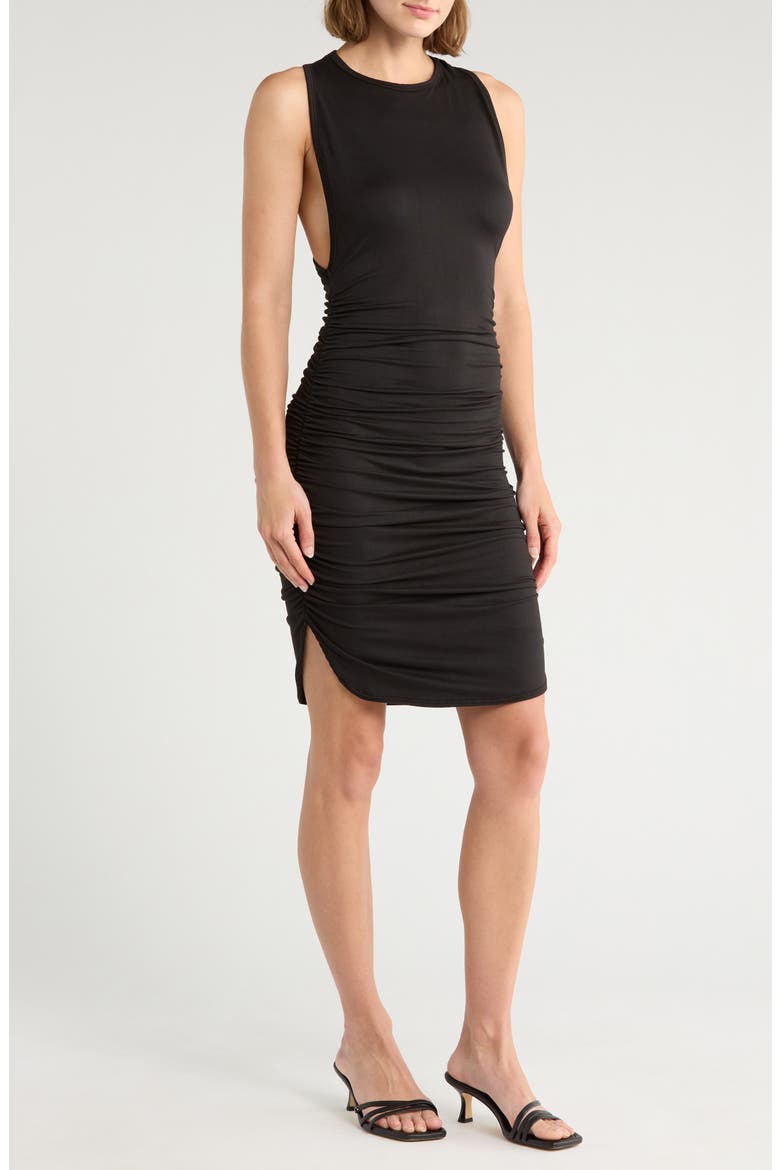 Scrunch Jersey Minidress, Main, color, BLACK