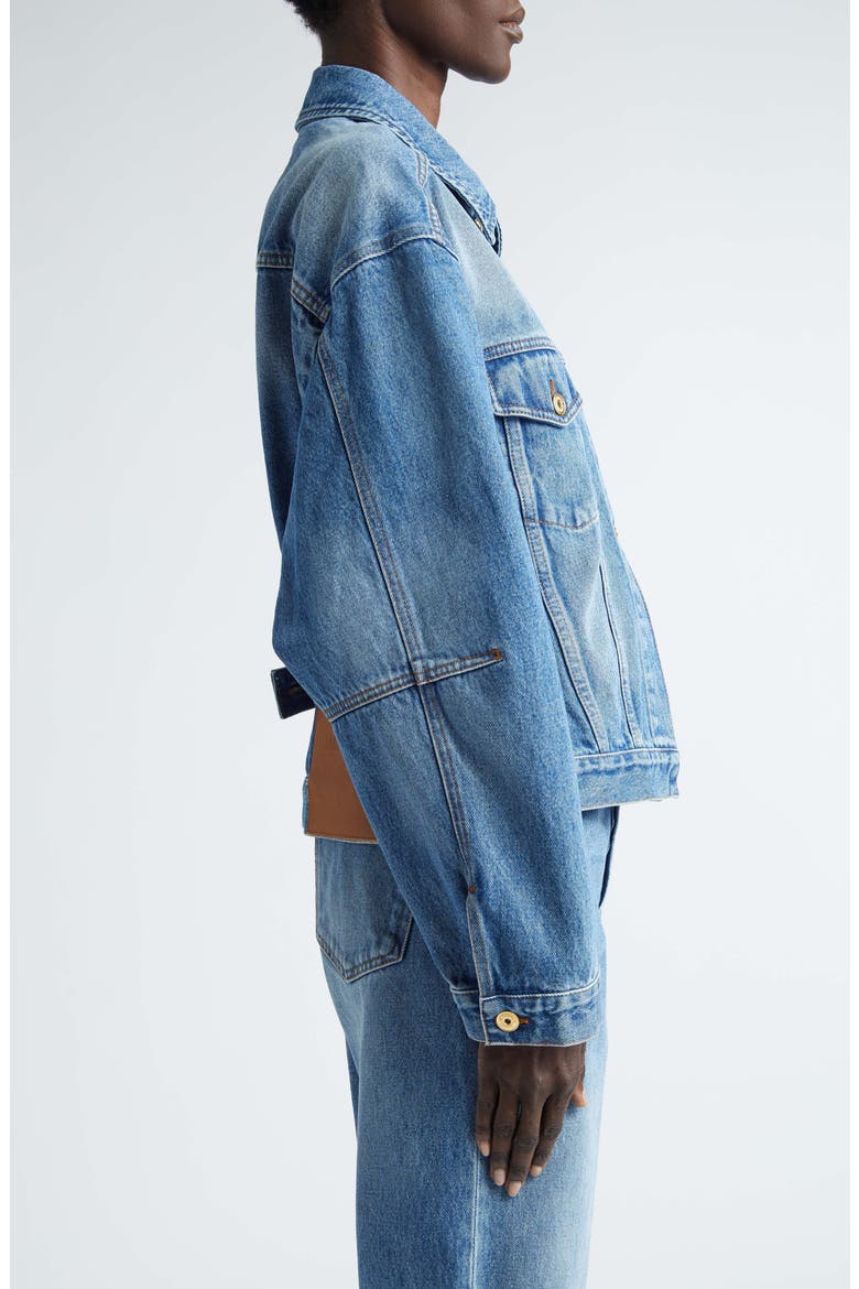 La Veste de-Nîmes Denim Trucker Jacket, Alternate, color, BLUE/ TABAC 2