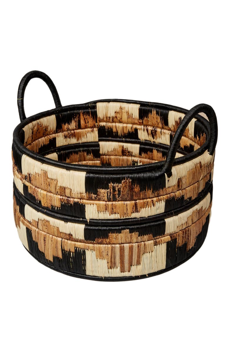 indego africa Kire Floor Basket in Black, Main, color, Black, Cream, Brown