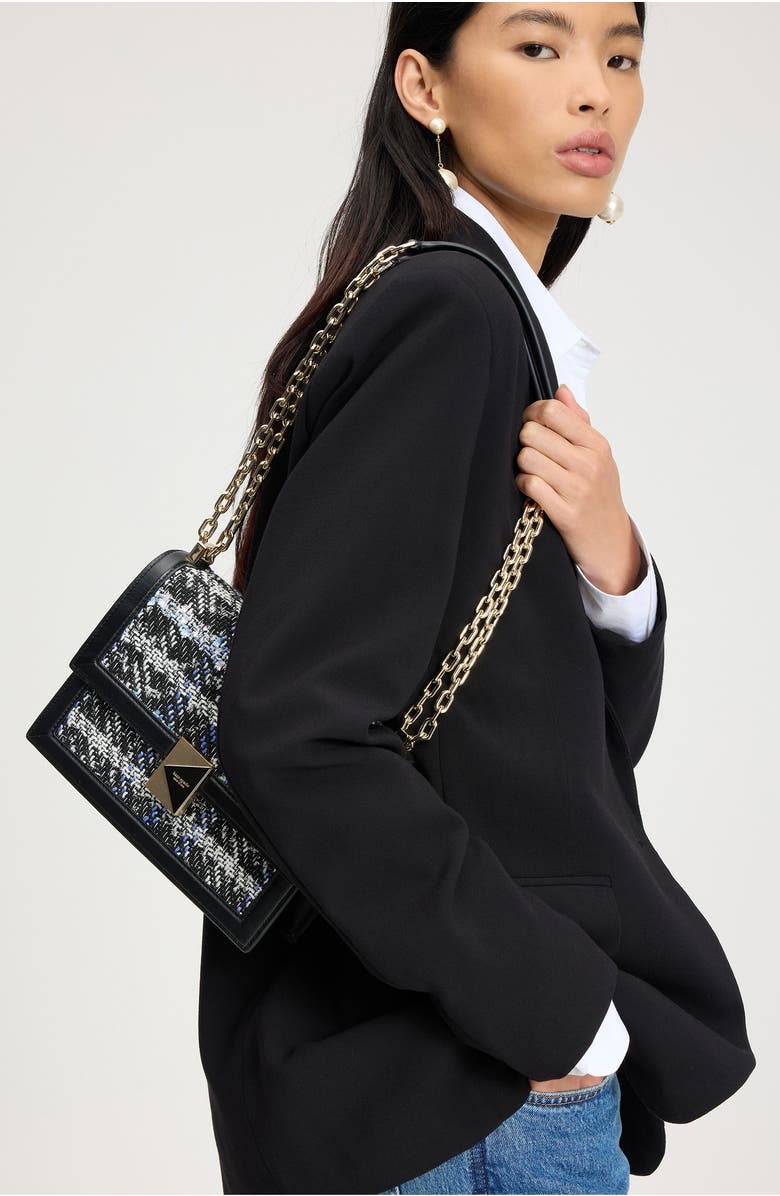 Kate Spade New York tribeca plaid tweed convertible chain shoulder bag, Alternate, color,