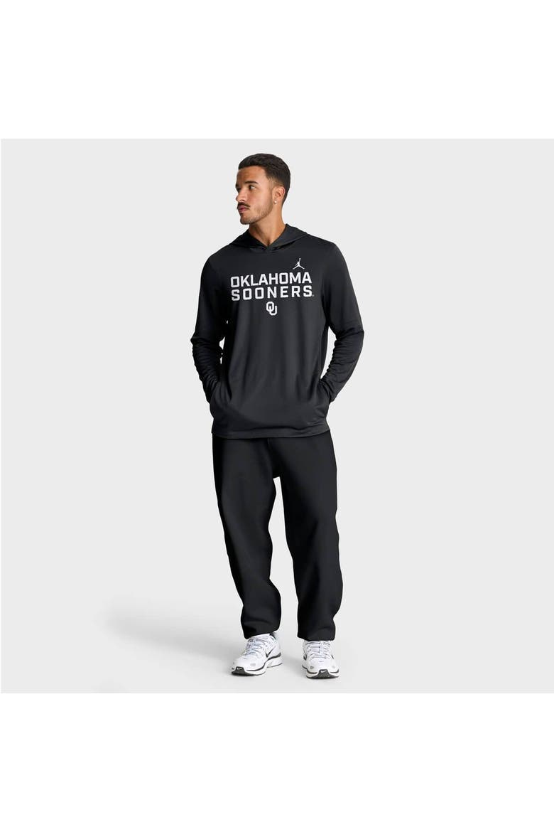 Men's Jordan Brand Black Oklahoma Sooners 2025 Sideline Performance Long Sleeve Hoodie T-Shirt, Alternate, color, Black