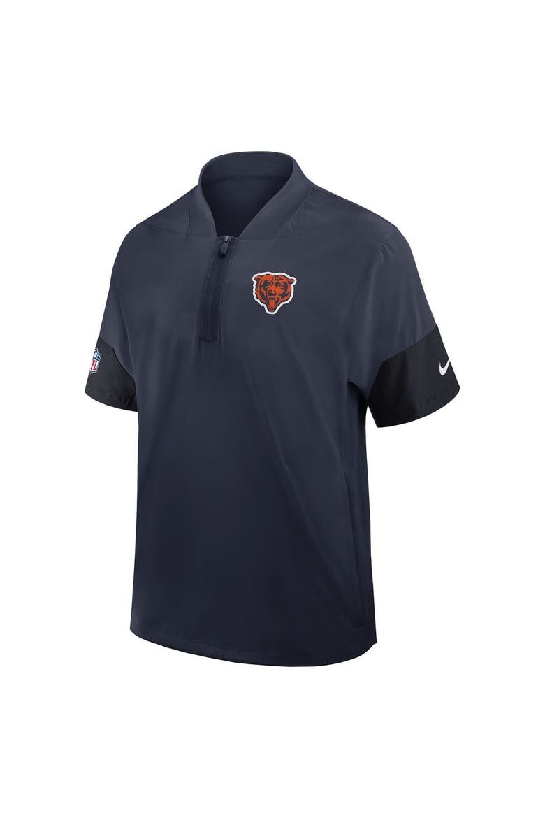 Men's Nike Navy Chicago Bears Sideline Short Sleeve Quarter-Zip Performance Coach Jacket, Alternate, color, Navy