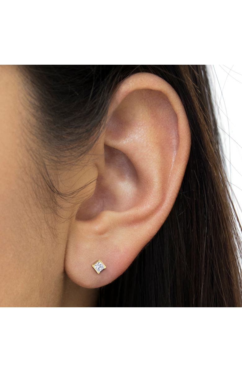 Haus of Brilliance IGI Certified 3/8 Ct Princess Diamond Solitaire Stud Earrings in 14K Yellow Gold, Alternate, color, Yellow