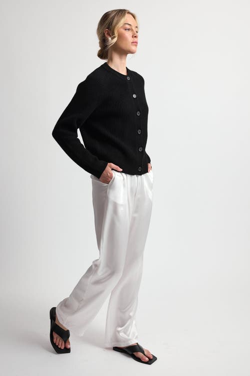 Almina Concept Button Up Wool Cropped Cardigan In Black