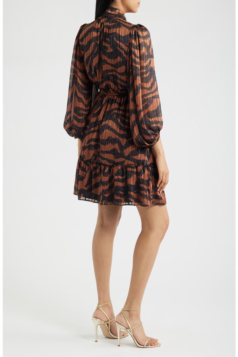 Metallic Blouson Dress, Alternate, color, CHOCOLATE BLACK