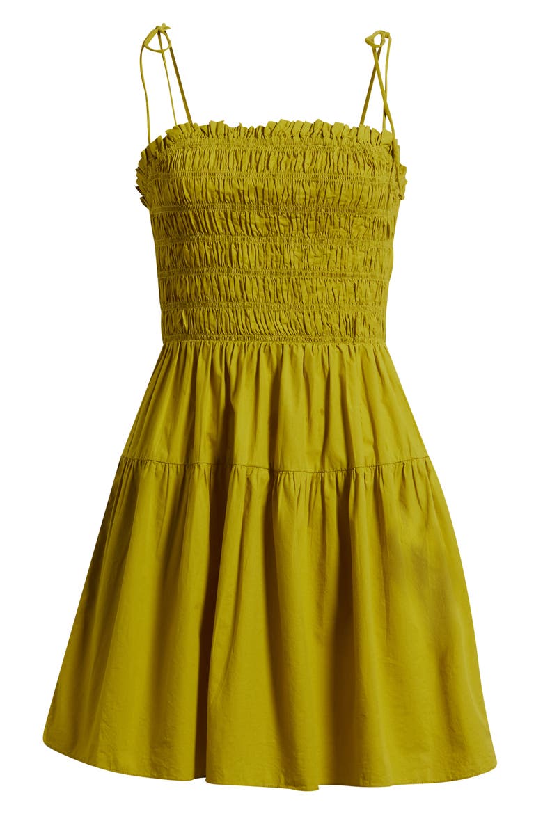 Malika Smocked Tie Strap Minidress, Alternate, color, GREEN ENVY