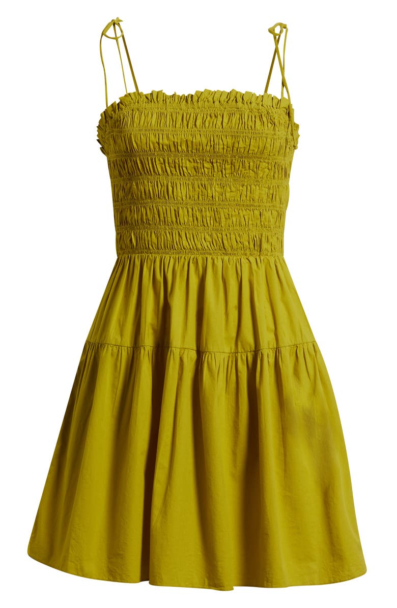 Cleobella Malika Smocked Tie Strap Minidress, Alternate, color, Green Envy