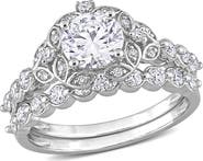 DELMAR Sterling Silver Dew Lab Created Moissanite Ring