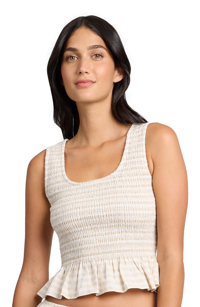 Onia Air Linen Smocked Tank, Alternate, color, 