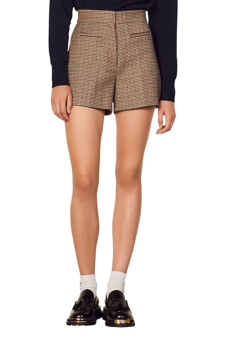 Prince Houndstooth Wool Blend Shorts, Main, color, RED - GREEN