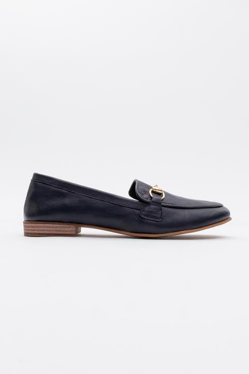 Forever & Always Shoes Rory Leather Bit Loafer In Dark Blue Leather