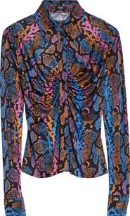 Versace Python Print Liquid Jersey Button-Up Shirt