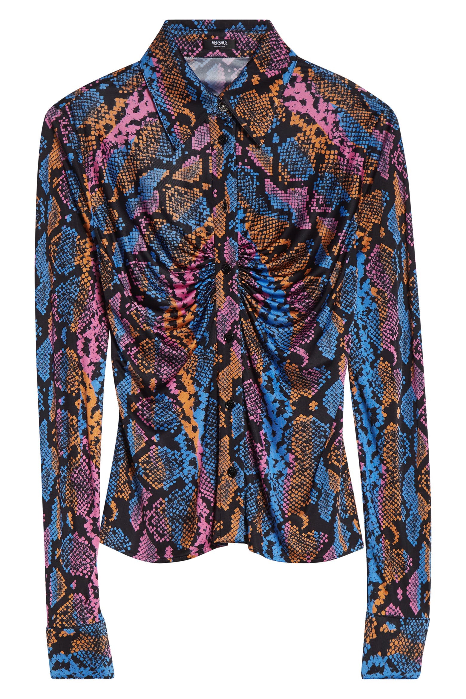 Python Print Off To Colour In Versace Python Print Liquid Jersey Button-Up Shirt (Women) | Nordstrom