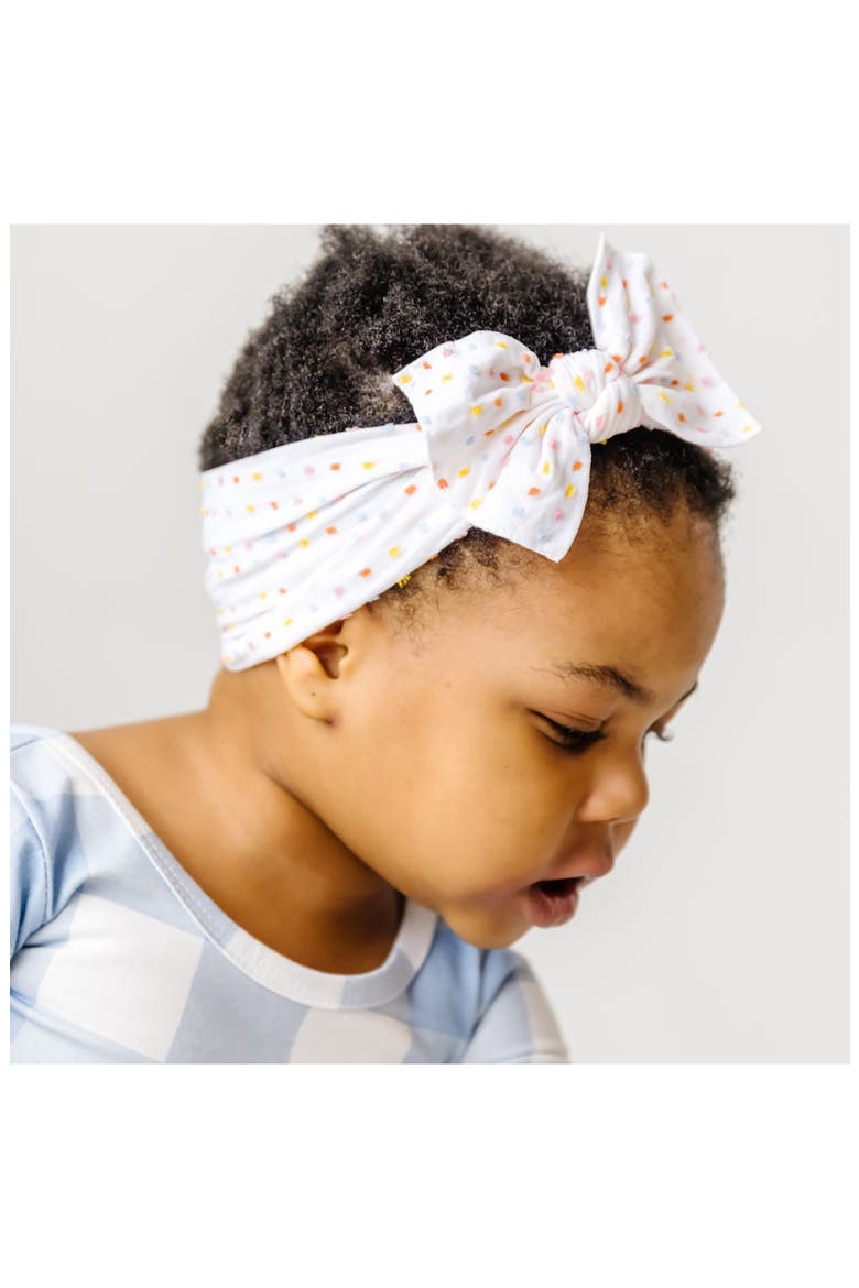 Print Shabby Knot Headband, Alternate, color, WHITE DOT