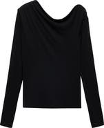 MANGO Dakota Asymmetric Cowl Neck Long Sleeve Top
