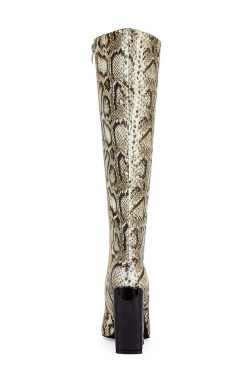 Azalea Wang Evergreen Snakeskin Embossed Knee High Boot In Multi