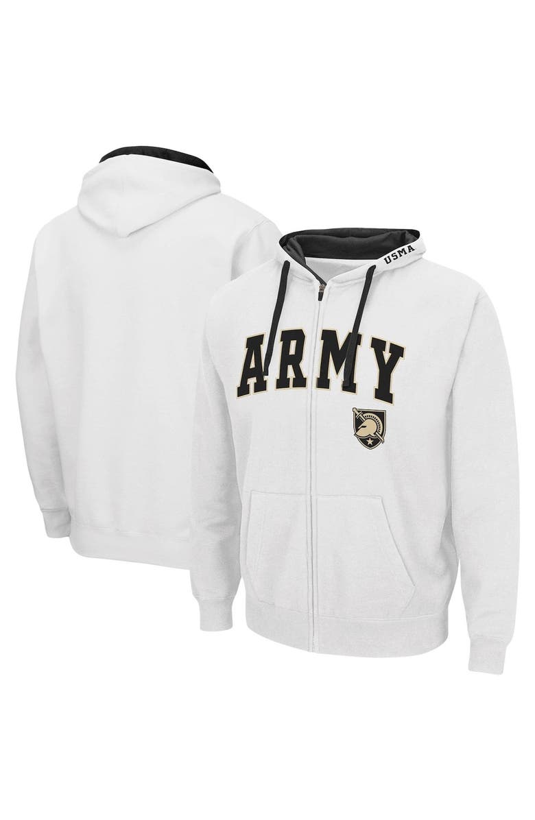 COLOSSEUM Men's Colosseum White Army Black Knights Arch & Logo 2.0 Full-Zip Hoodie, Main, color, 