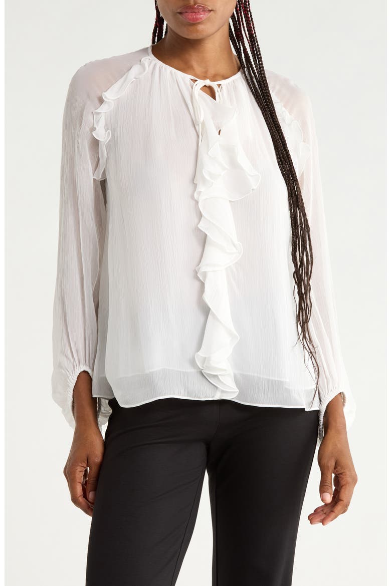 Nicky Ruffled Long Sleeve Top, Main, color, WHITE