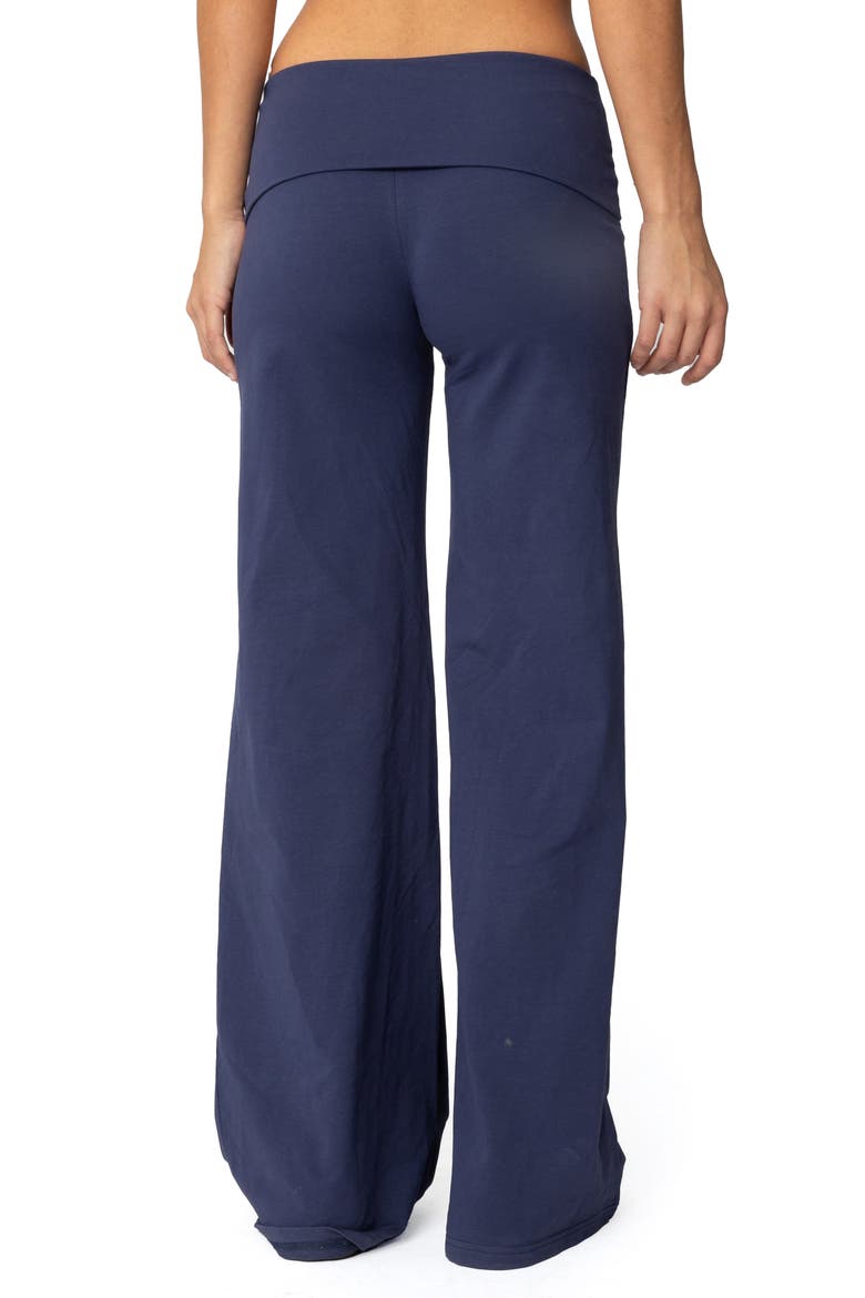 Wide Leg Foldover Pants, Alternate, color, NAVY