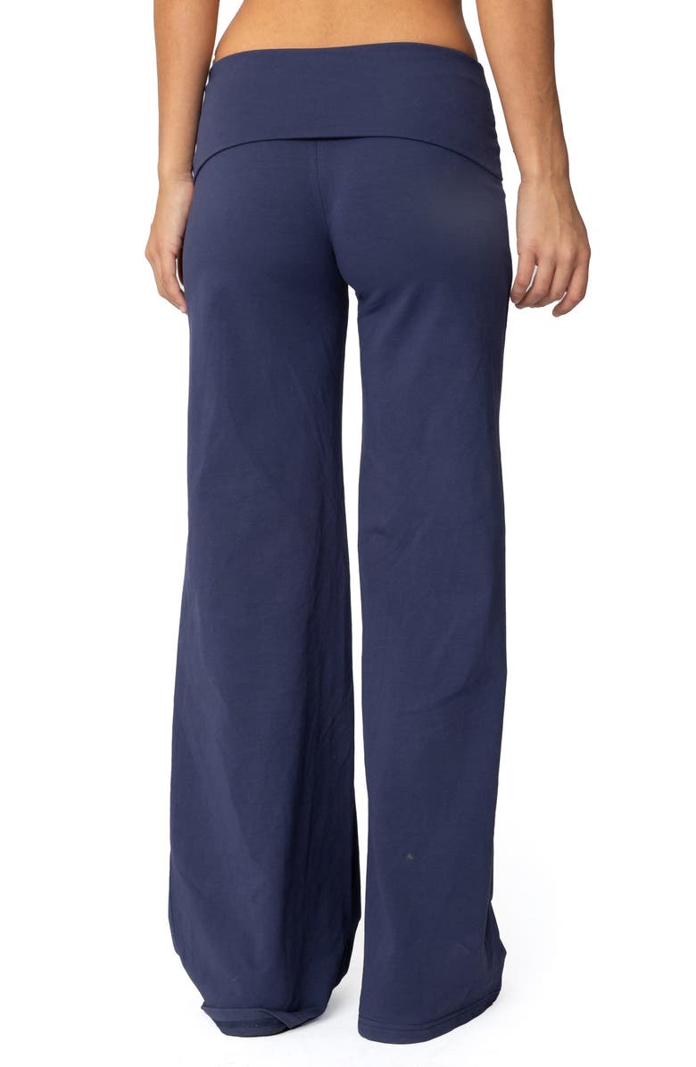 EDIKTED Wide Leg Foldover Pants, Alternate, color, Navy