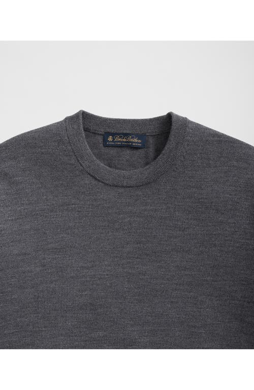 Brooks Brothers Ultimate Merino Wool Cewneck Sweater In Dark Grey
