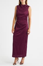 Vince Camuto Leaf Jacquard Cowl Neck Sheath Dress