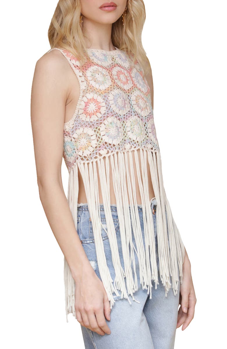Avec Les Filles Fringe Crochet Tank, Alternate, color, Multi-Space Dye