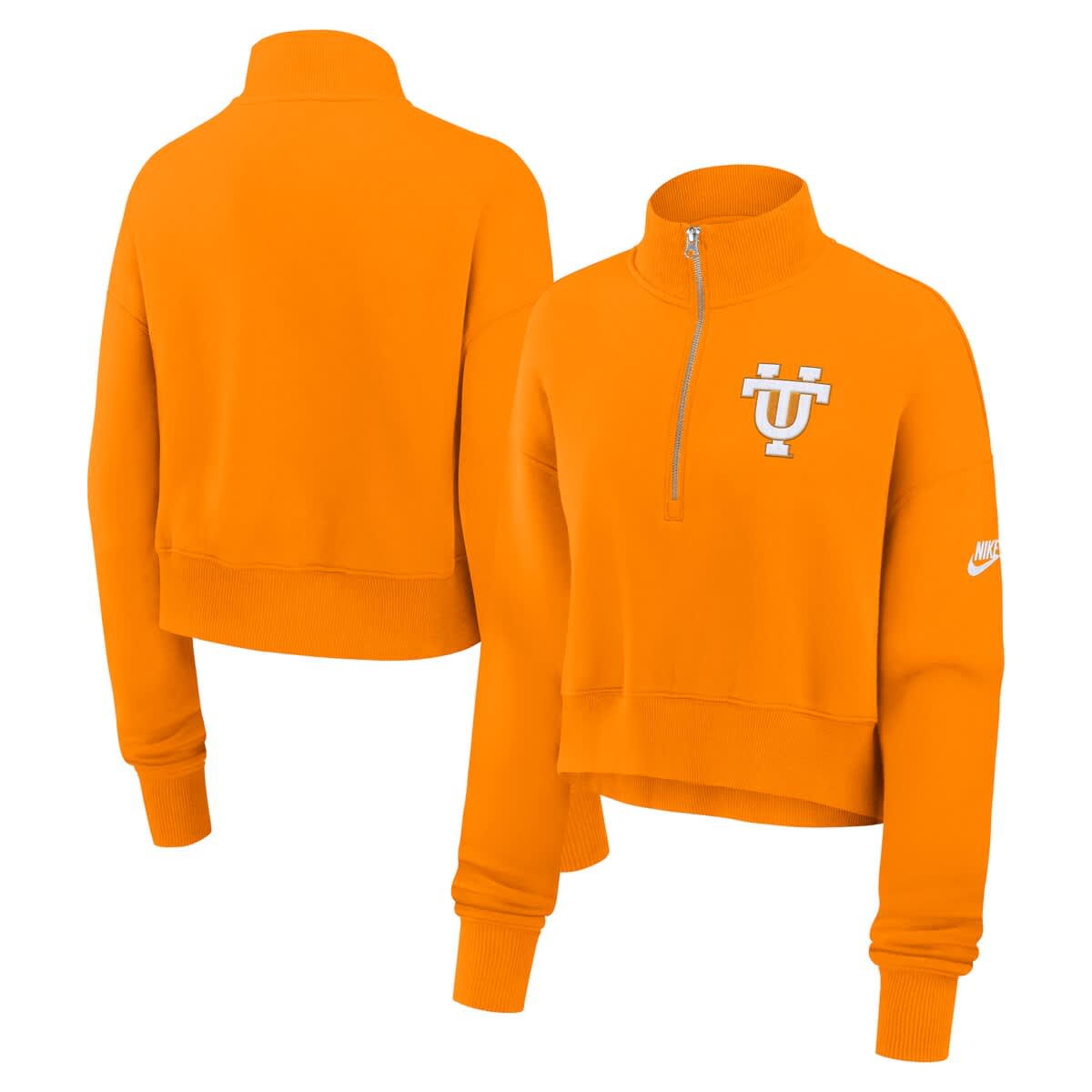 orange nike half zip women's