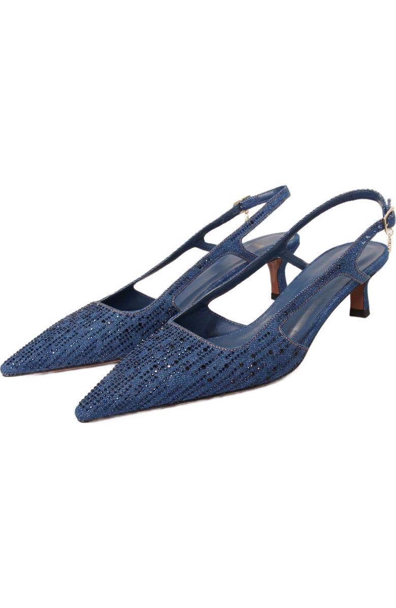 maje Slingback pump in rhinestone denim, Alternate, color,