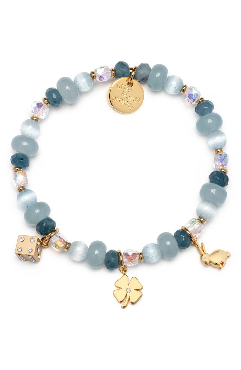 Little Words Project She's Magic Charm Stretch Bracelet, Main, color, Gold