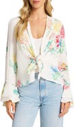 matty m. Ruffle Bell Sleeve Tie Front Jacket