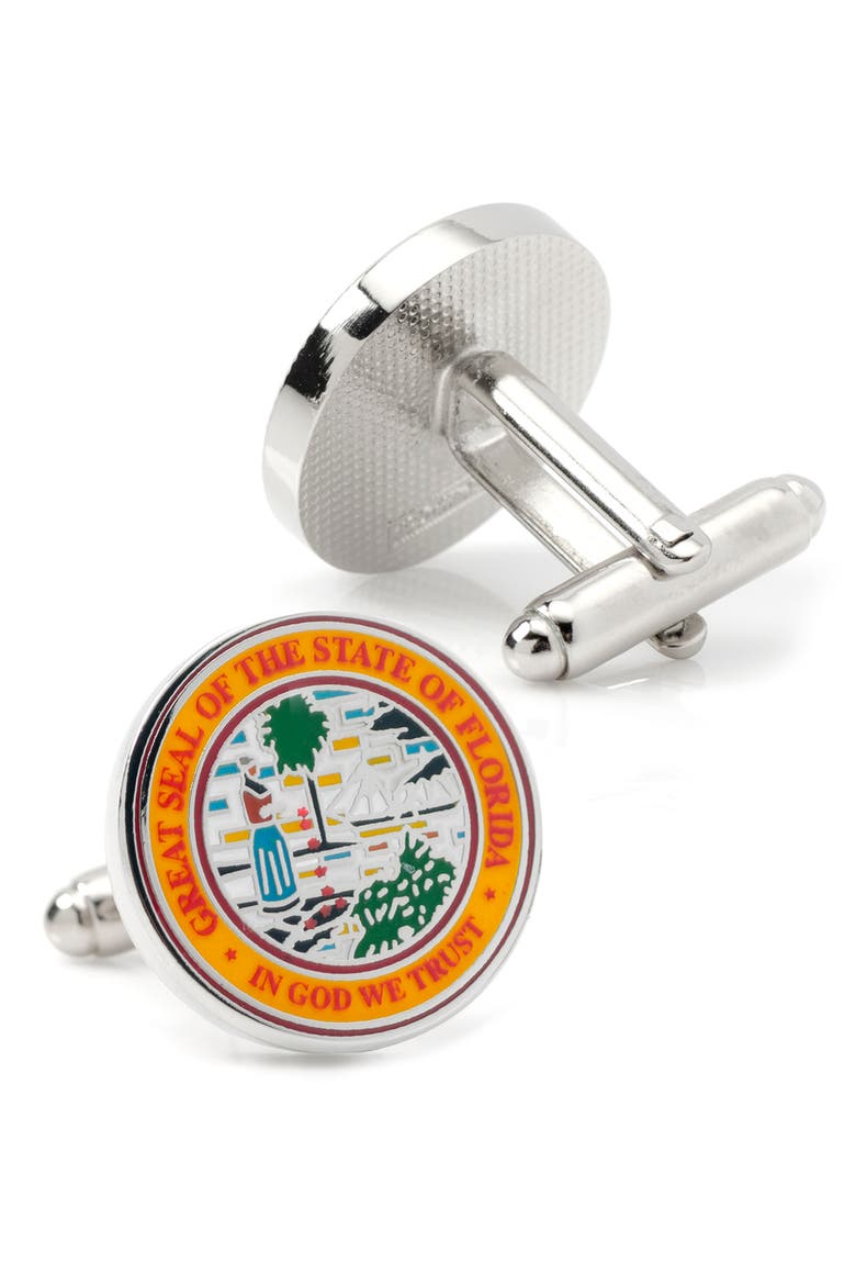 Florida Seal Cuff Links, Alternate, color, ORANGE
