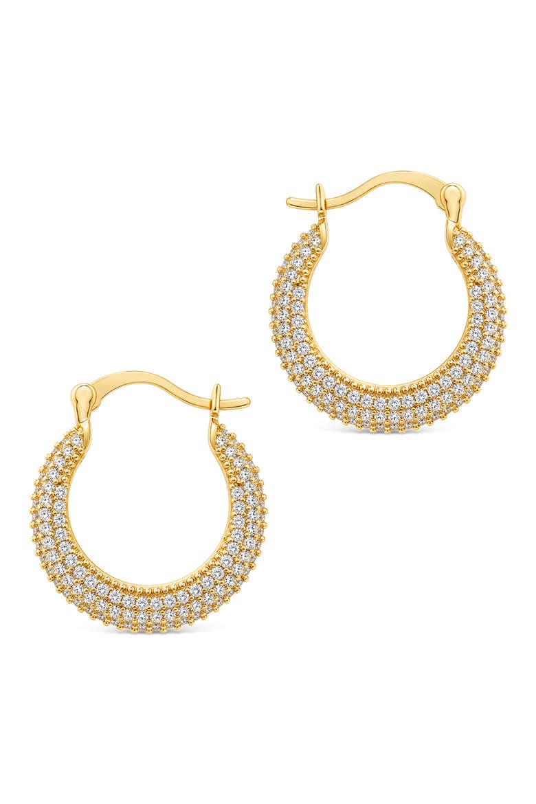Full Pav Cubic Zirconia Hoop Earrings, Alternate, color, GOLD