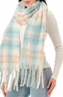 MARCUS ADLER Fringe Plaid Scarf