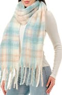 MARCUS ADLER Fringe Plaid Scarf