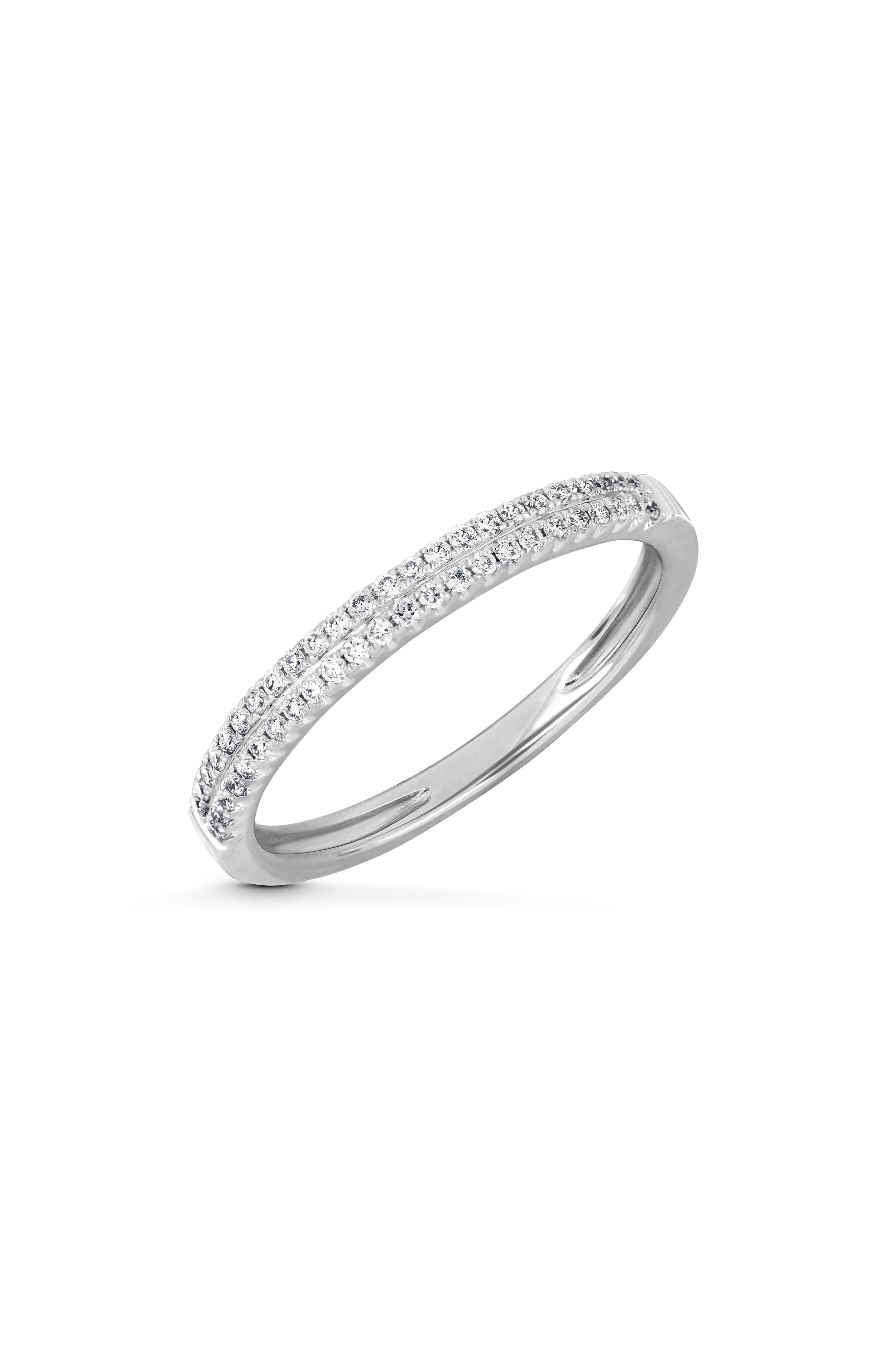 18K White Gold Pavé Diamond Stackable Band Ring