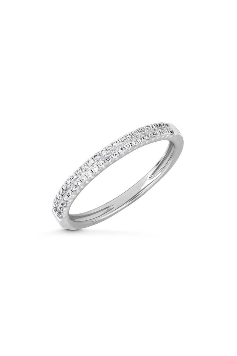 18K White Gold Pavé Diamond Stackable Band Ring, Main, color, WHITE GOLD/DIAMOND
