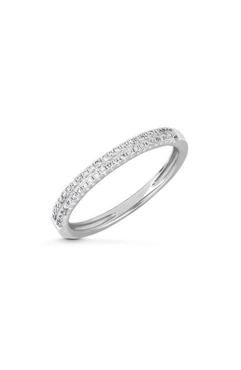 18K White Gold Pavé Diamond Stackable Band Ring