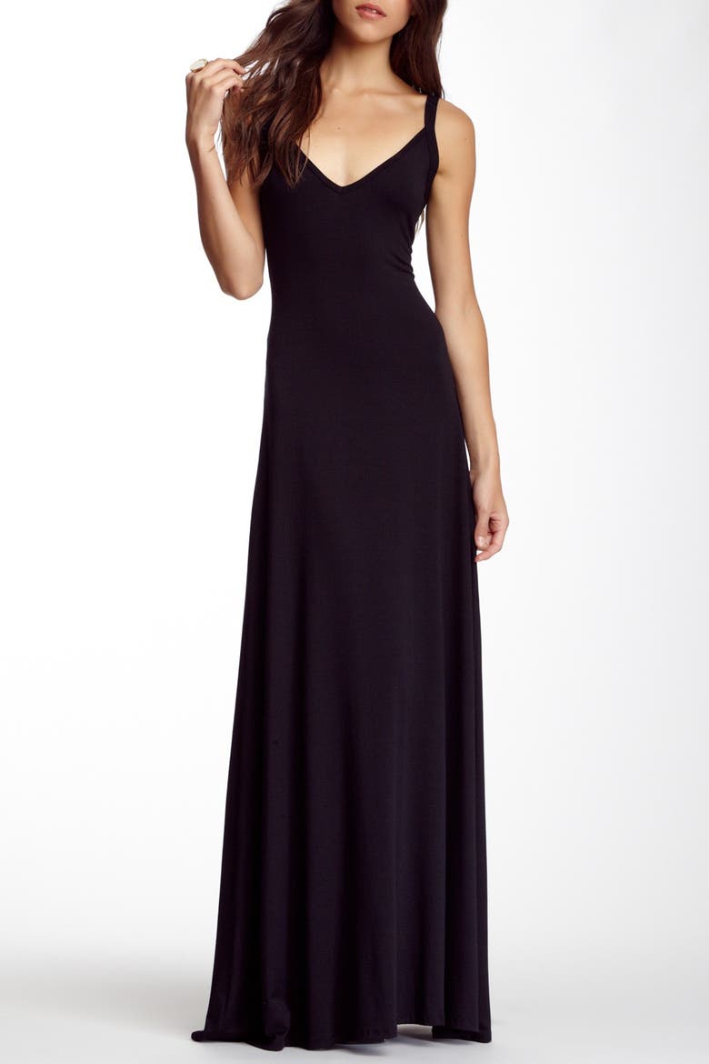 V-Neck Maxi Dress, Main, color, BLACK2