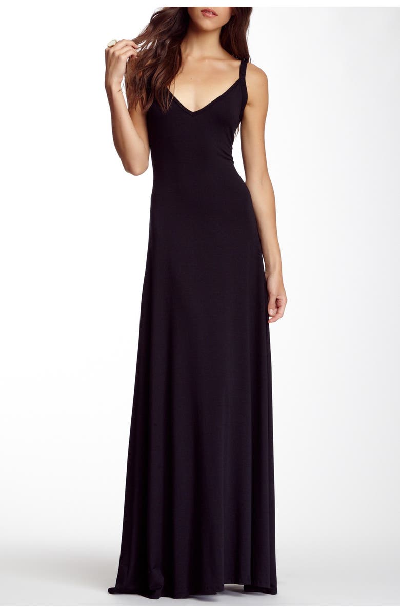 GO COUTURE V-Neck Maxi Dress, Main, color, Black2