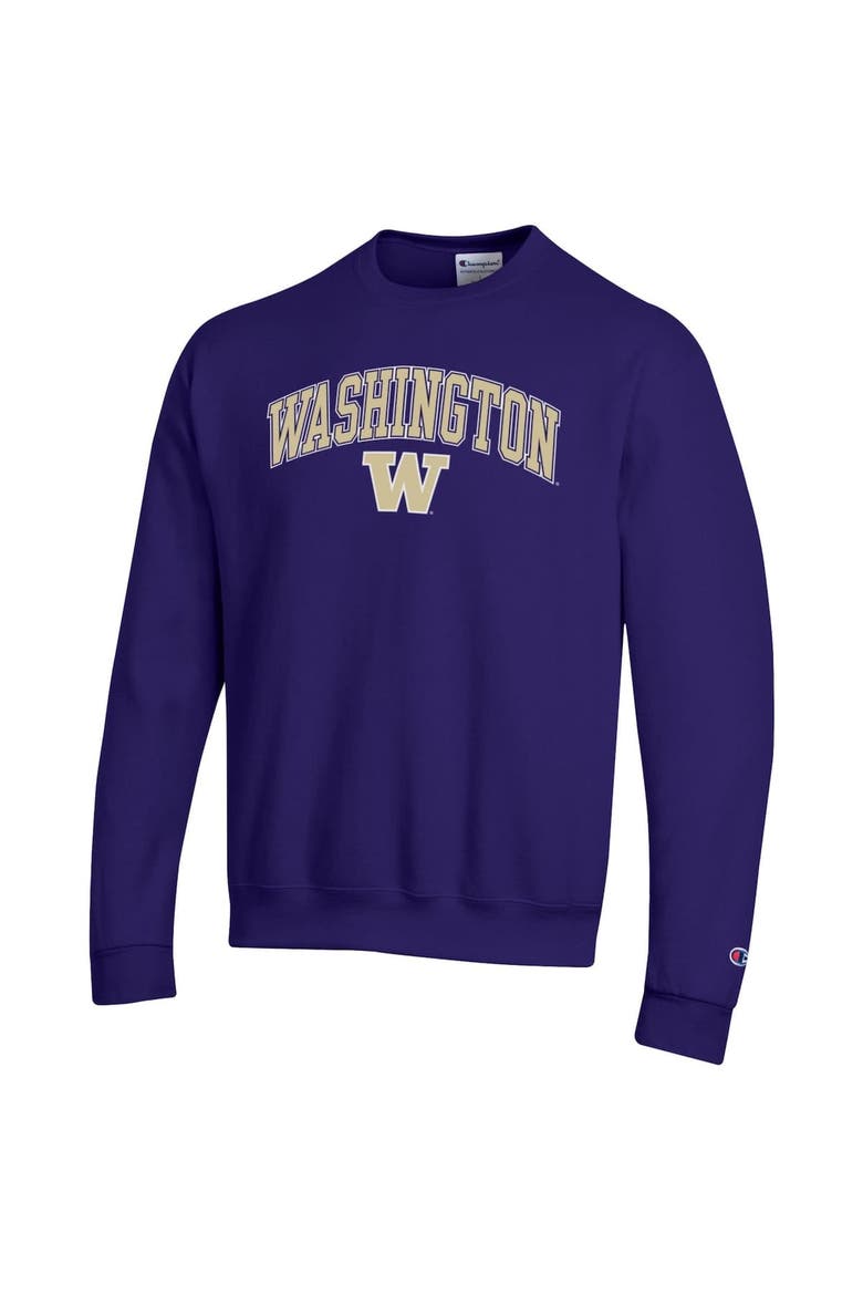 Men's Champion  Purple Washington Huskies Arch Over Logo Pullover Sweatshirt, Alternate, color, Purple