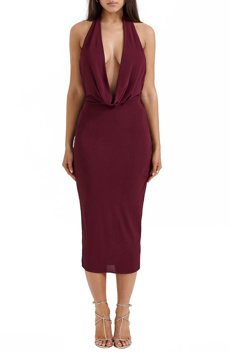 HOUSE OF CB Florentina Halter Minidress, Main, color, Port Royale