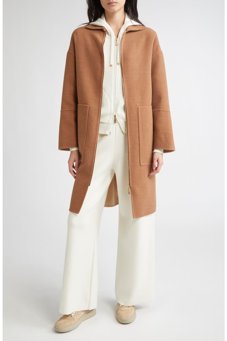 Zip Front Wool Coat, Alternate, color, 169-02 VICUNA AND SA