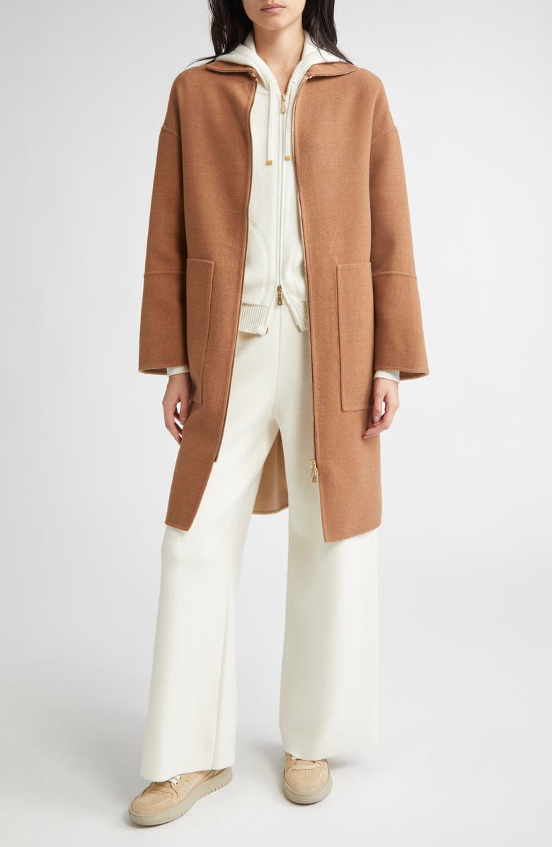 Eleventy Zip Front Wool Coat, Alternate, color, 169-02 Vicuna And Sa